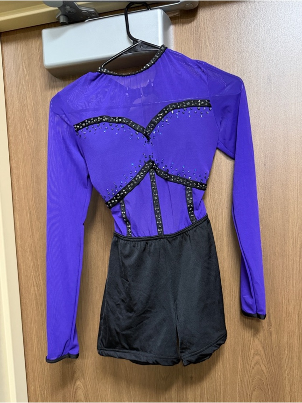 Purple and Black Teen dance costume with Rhinestone Detail